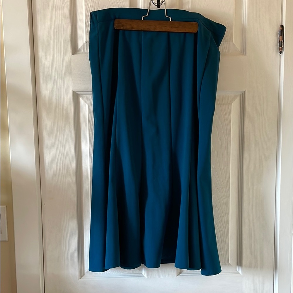 Vintage tan jay teal trumpet skirt